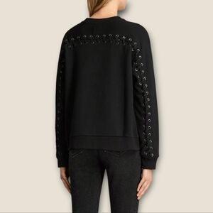 ALLSAINTS ALL SAINTS Yara Black Laced Back Silver Grommet Detail Sweatshirt M